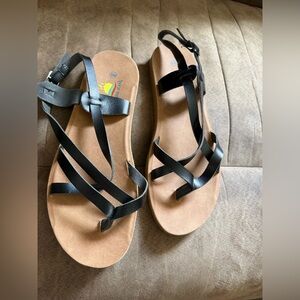 Aloha Island Black Strappy Sandals